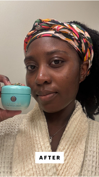 Allure associate beauty editor Annie BlayTettey after applying Tatcha The Water Cream