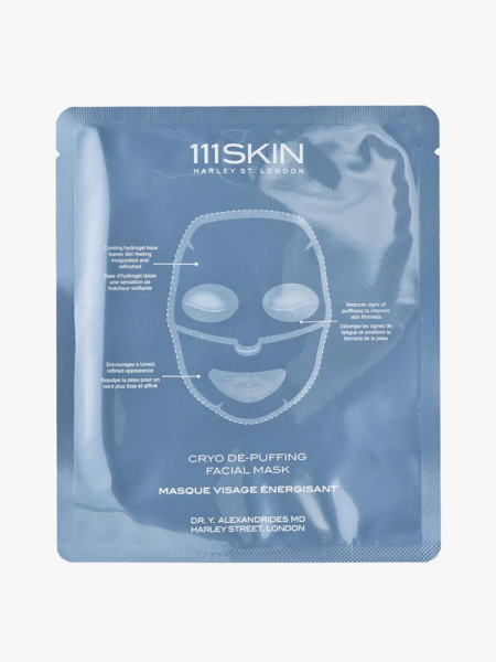 111Skin Cryo De-Puffing Facial Mask in branded component on a light gray background