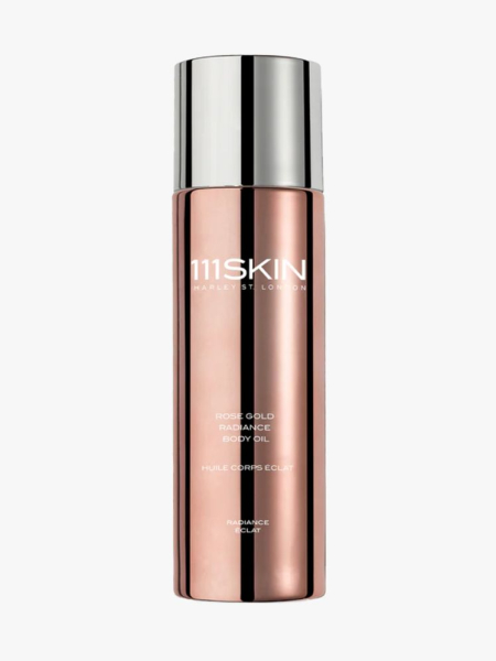 111Skin Rose Gold Body Oil in branded component on a light gray background