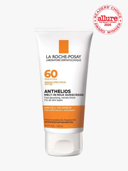 Bottle of La Roche-Posay Anthelios Melt-In Milk Sunscreen on white background