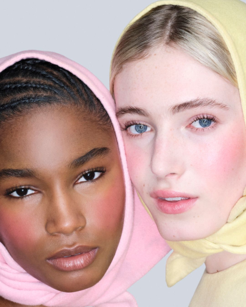 Models wearing pink and yellow headscarfs